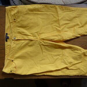 DENIM 24/7 YELLOW CROP CAPRI JEANS 5 POCKET PANTS 20W
